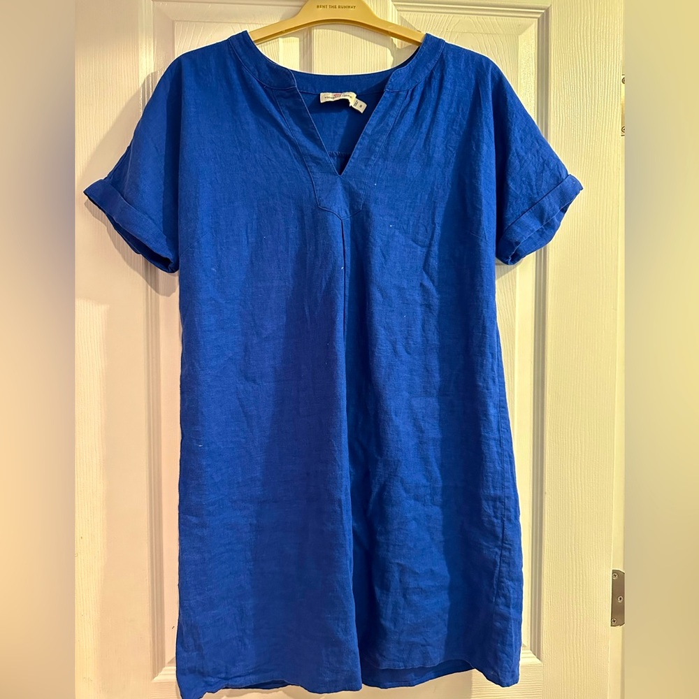 Vineyard vines linen dress in cobalt blue